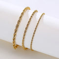 Fenny 18K PVD Plated Wholesale No Fade Thickness 2/3/4/5/8MM Reteo Rope Twisted Chain Stainless Steel Bracelet for Women
