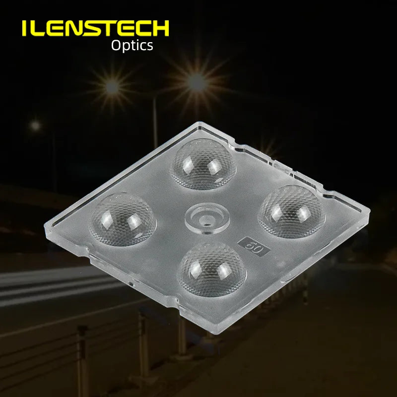Led Optical Street Light Lens 8mm Height 2x2 50mm 60degree for Area and Street Lighting Such As Parks and Pedestrian Walkways