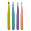Customized Many Colors LOGO Stainless Steel Anti-static Black Slanted Eyebrow Eyelash Tweezers Eyebrow Trimming Suit