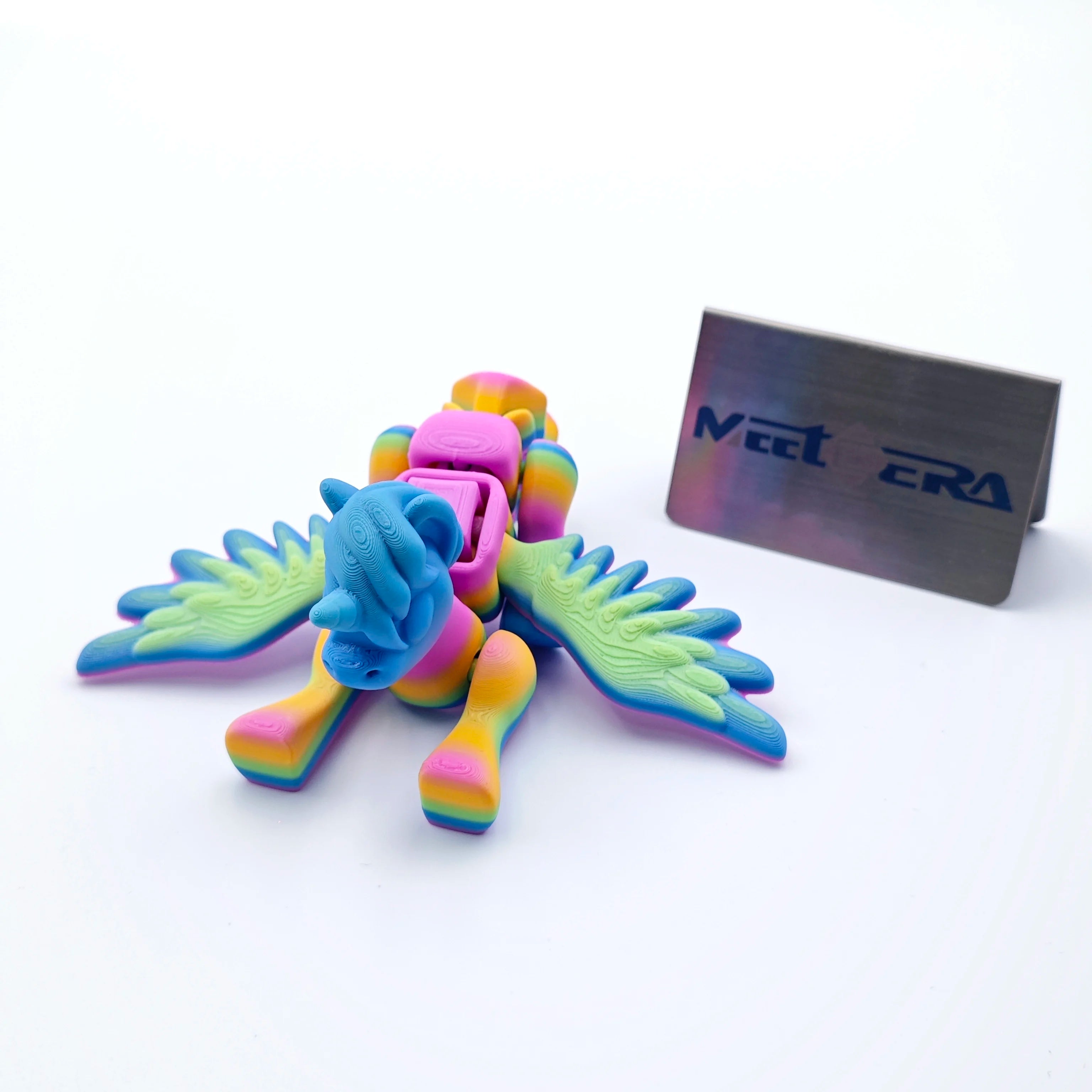Flexible 3D Printed Articulated Pegasus Figurine for Mindful Relaxation Rainbow Unicorn Gift Home Office Decor Accessory