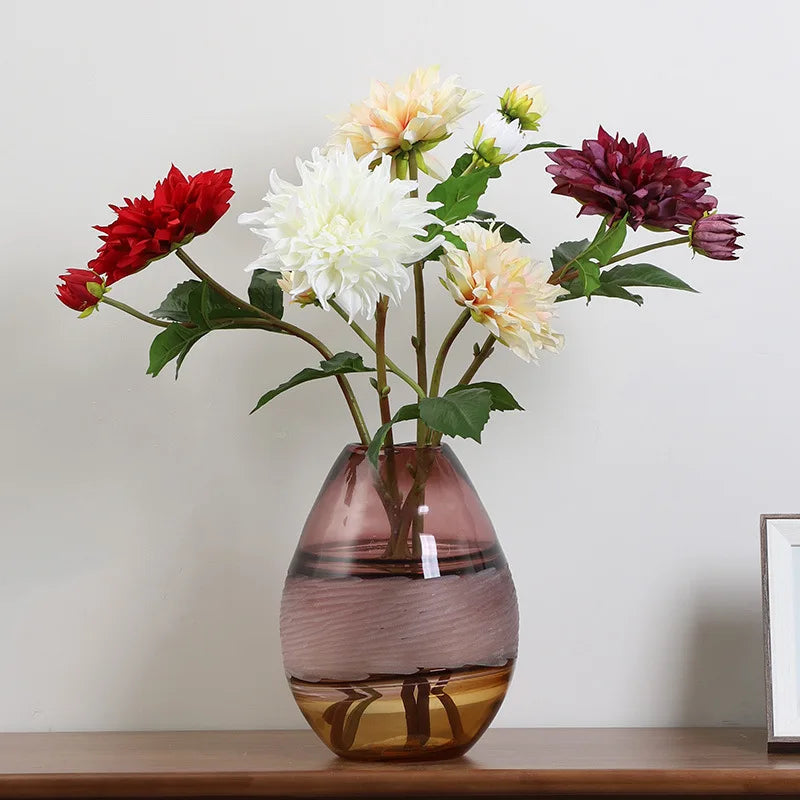 Q010 New Arrival Floral Single Stem Real Touch  Artificial Silk Flowers Dahlia Flower for Wedding Home Hotel Decoration
