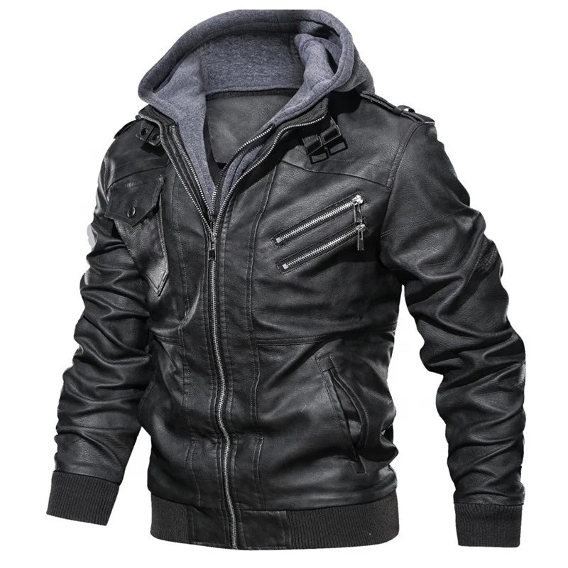 New Winter Vintage Motorbike Riding Men Leather Jackets Classic Casual Motorcycle PU Jacket Biker Leather Coats Hiking Clothing