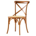 Nordic Modern Solid Dining Chair Antique Oak Armless Cross Back for Banquet Hotel Furniture for Wedding Living Room Apartment