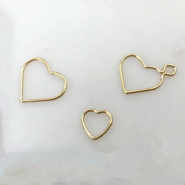 Premium Jewelry Accessories 14K Gold Filled Love Ring Connector 10mm Heart Closed Ring Charms for Jewelry Making Findings