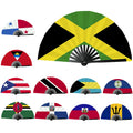 Wholesale Festival Clack Rave Fan Party Caribbean Country National Flag Bamboo Folding Hand Fans Held Fan for Carnival Wedding