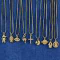 NZ1097 Dainty Mini CZ Micro Pave Charm Necklace Gold Women Jewelry Diamond Cross Heart Pendant Chain Necklace