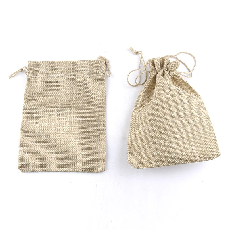 Fashion Women Jewelry Packaging Bags Cotton Linen Gift Pouch Wedding Party Candy Storage Bag Hemp Pull String Bag