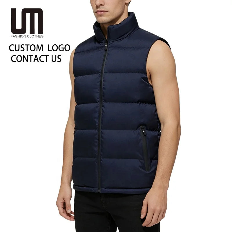 OEM ODM Custom Logo Winter Men's Oversized Jackets Thickened Stand Collar Plus Size Waistcoat Casual Style Wholesale