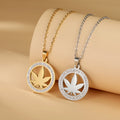 Myshape Maple Leaf Transparent Zircon Pendant Necklace Stainless Steel Gold Women's Necklace Choke Loop Couple Jewelry Gift 2024