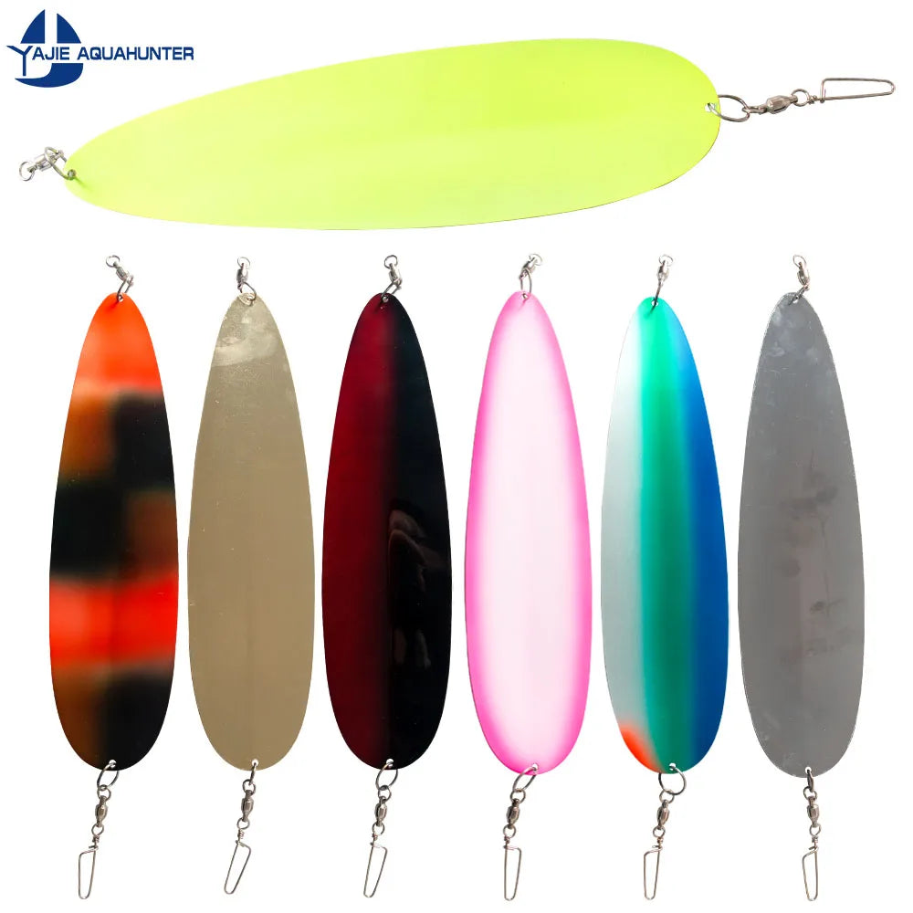 Chamfered  Fishing Bass Lures Freshwater Metal Big Spoons with  Treble Hook