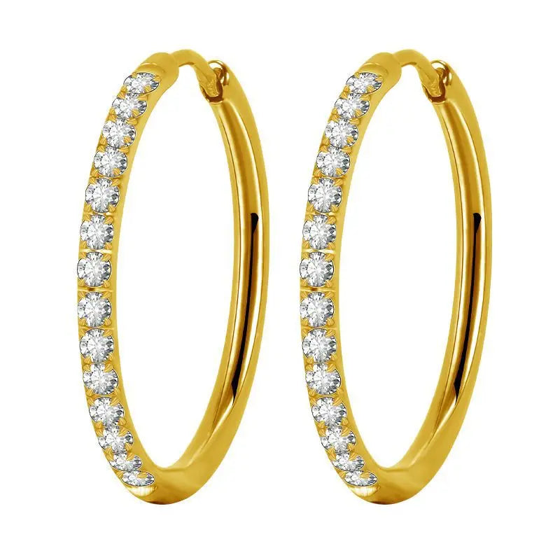 Stainless Steel Original Fashion Jewelry Cz Cubic Zircon Round Huggie Hoop Earrings for Women Men Jewelry