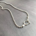 NM45641 Horseshoe Shackle Screw Clasp Ball Chain Silver Plated Necklace Simple Minimal Minimalist Jewelry