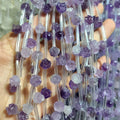 SB6722#30 Amethyst Gemstone Carved Rose Floral Flowers Beads for Jewelry DIY Making