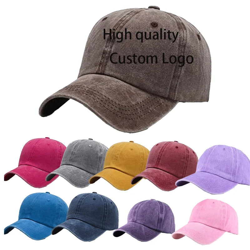 Luxury Outdoor Sporty Baseball Cap Plain Cotton Sun Protection Acid Washed Distressed for Camping and Fishing