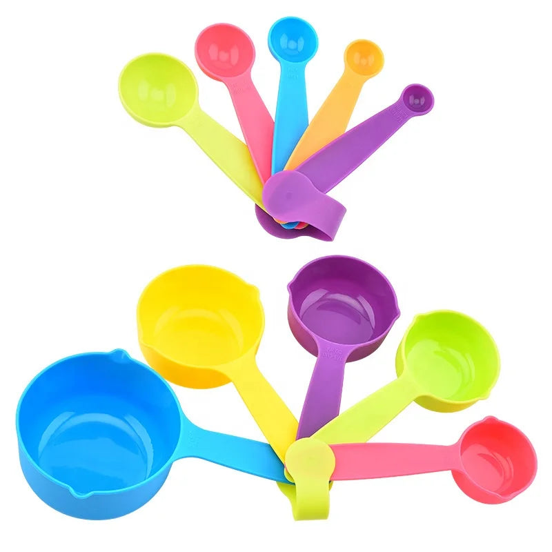 10-Piece Eco-Friendly PP Plastic Kitchen Measuring Cups Spoons Set Liquid Measuring Tools 250ml Capacity for Home Baking Coffee