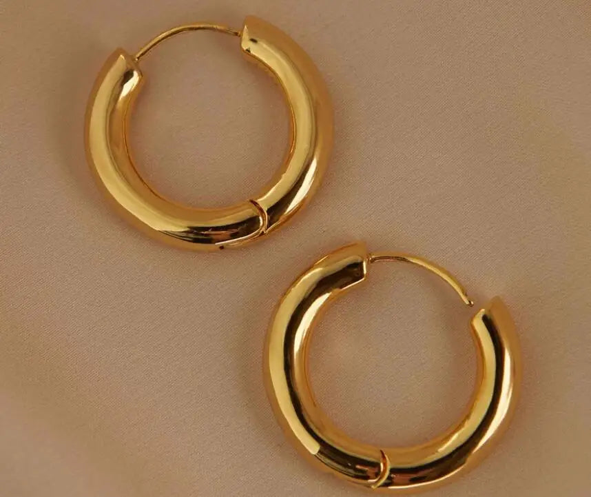Christmas Jewelry Tarnish Free Stainless Steel Earrings Vintage Plain Earring Chunky Hoop Earrings for Women