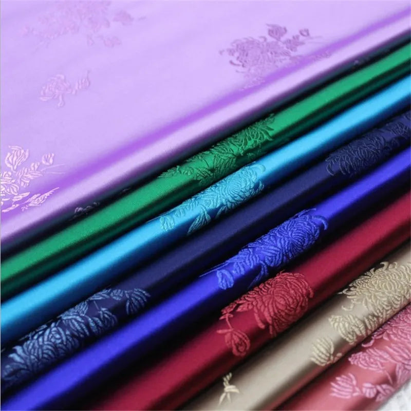 Smooth Shiny Many Colors Jacquard Brocade Fabric 75cm Satin for Overcoat Pants Dress Cheongsam