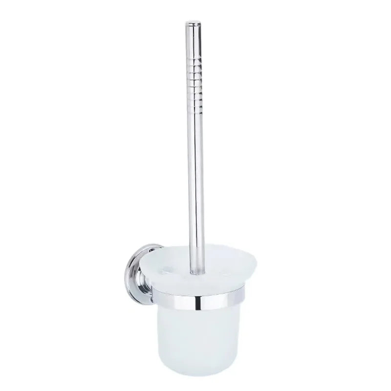 Factory Wholesale Bathroom Accessories Durable Stainless Steel Cleaning Toilet Brush With Glass Holder