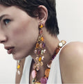 Vintage Long Colorful Multi-layer Bohemia Resin Tassel Earrings Transparent Acrylic Necklace for Woman Party Jewelry Set