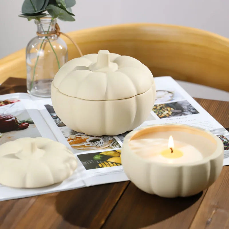 Funday Customized Cute Pumpkin Artificial Plant Soy Wax Candles Scented Luxury Eco-Friendly Holiday Bars