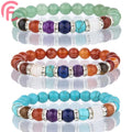 Handmade Yoga Seven Chakras Adjustable Natural Crystal Stone Beads Colorful Green Aventurine Bracelet for Men and Women