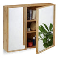 Wall Mounted Storage Shelf Bamboo Furniture Hanging Bathroom Mirror With Wooden Storage Vanity Cabinet Wood