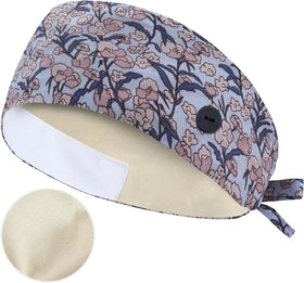 Adjustable Working Caps with Button & Sweatband Elastic Bandage Tie Back Hats Unisex Medical Uniforms