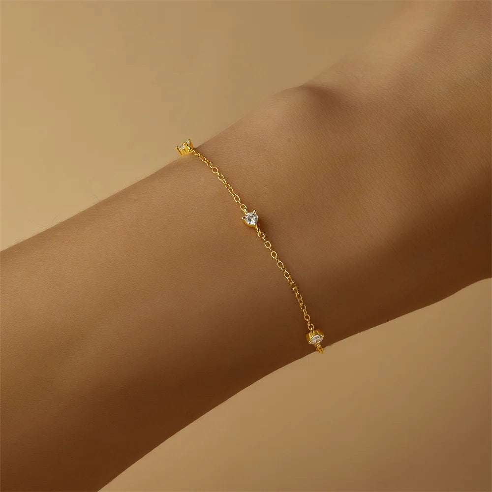 Women's S925 Sterling Silver Classic Everyday Wear Cubic Zirconia Bracelet Wholesale Gold Plated Trendy Style