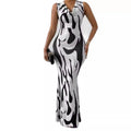 Factory Custom Floral Pattern Bodycon V-Neck Dress Breathable and Comfortable Elastic Long Dress for Autumn Special Events