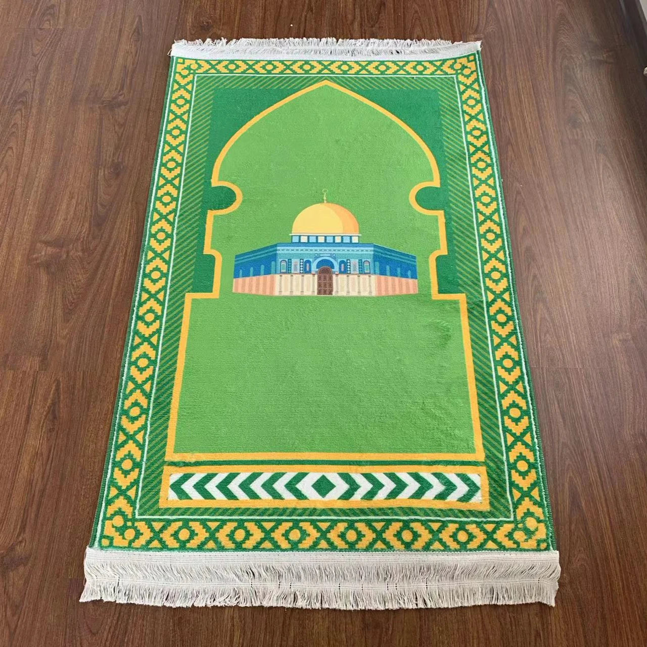 Islamic Rabbit Furry Thick Wool Material Muslim Prayer Foldable Rugs Mat