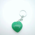 Huiying Crystal pendant necklace green aventurine jade heart raw stone keychains with gold plated key ring