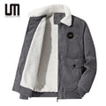 Liu Ming Wholesale Winter Men Zip Pockets Outdoor Fur Collar Corduroy Fleece Warm Thick Jackets Coats