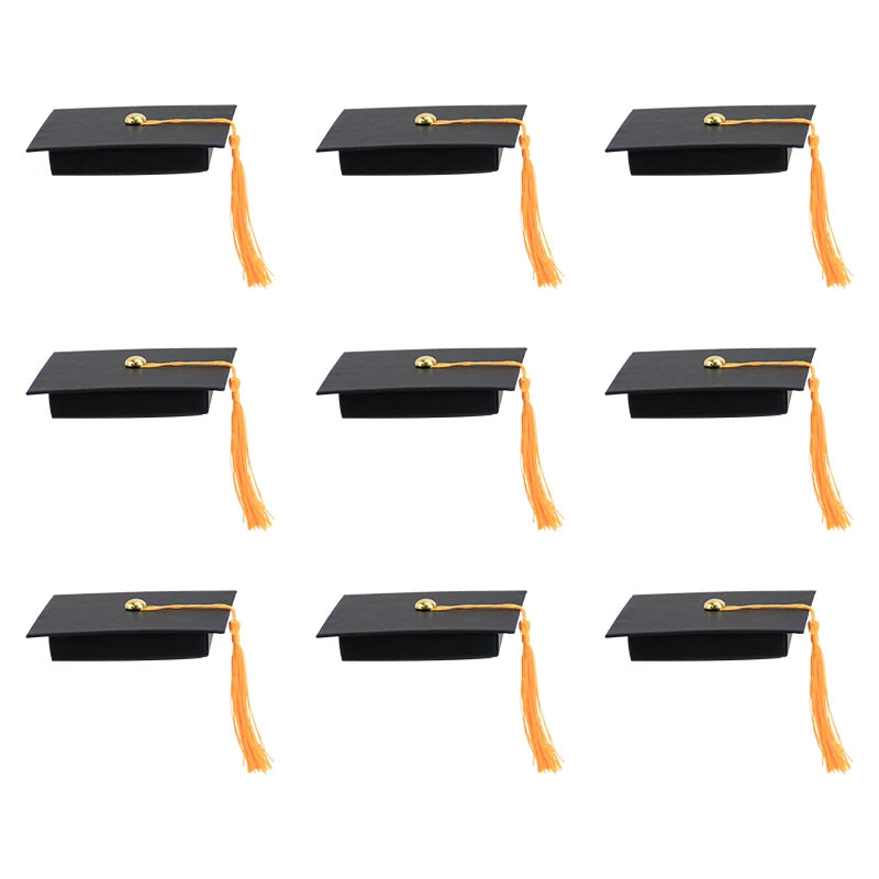 Graduation Cap Design Black Candy Biscuit Boxes With Tassel Graduation Ceremony Party Favour Decorations Gift Boxes