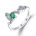 C8120 Abiding 925 Sterling Silver Jewelry Ring Natural Green Agate Stone Lover Heart Engagement Ring for Women Valentine Gifts