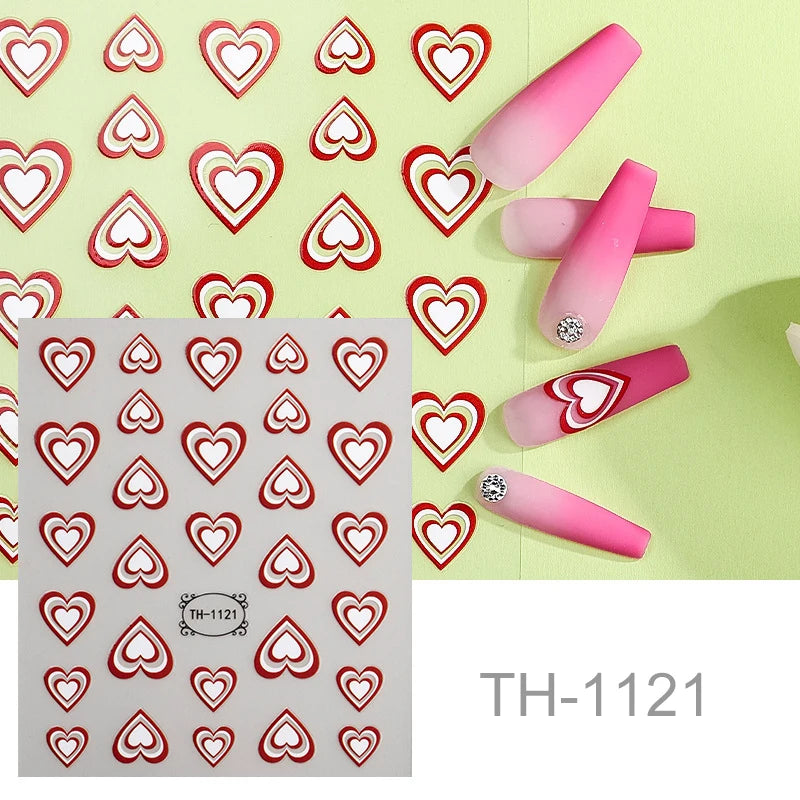 BIN Wholesale Summer New Design Colorful and Beautiful Love Heart Nail Art Stickers for Nail Arts