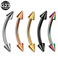 16G Titanium Eyebrow Rings Colorful Curved Barbell Eyebrow Piercing Spike Studs Rook Body Piercing Jewelry Wholesale