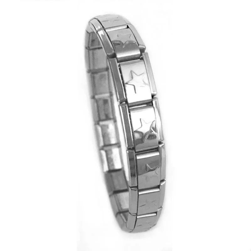 DIY Factory Wholesale Italian Charm Stainless Steel Bracelets for Women Men Supply Featuring Diamonds Pearls With Star Design