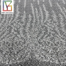 Luxury Bridal Beaded Fabric New Style French Pearl Sequin Embroidered Tulle 100% Polyester Dress Fabric