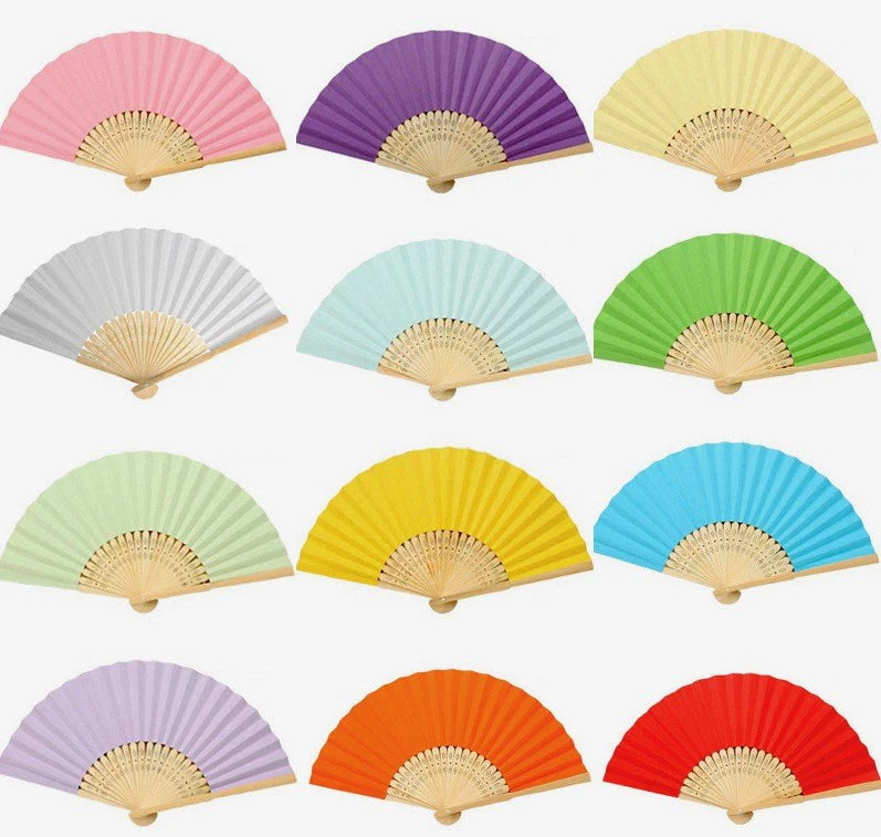 Colored Paper Fan Blank Folding Fan Children's Painting Fan Diy Manual Preschool Education Supplies