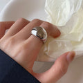 Trendy Women Jewelry Resizable Rings Chunky 925 Sterling Silver Dome Ring