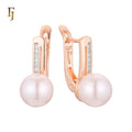 FJ Fallon Fashion Jewelry Pearl Earrings Plated in Rose Gold Two Tone Brass Based