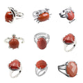 Classical Natural Gemstone Red Jasper Ring Multiple Styles Silver Alloy Ring for Women Men Anniversary Gift