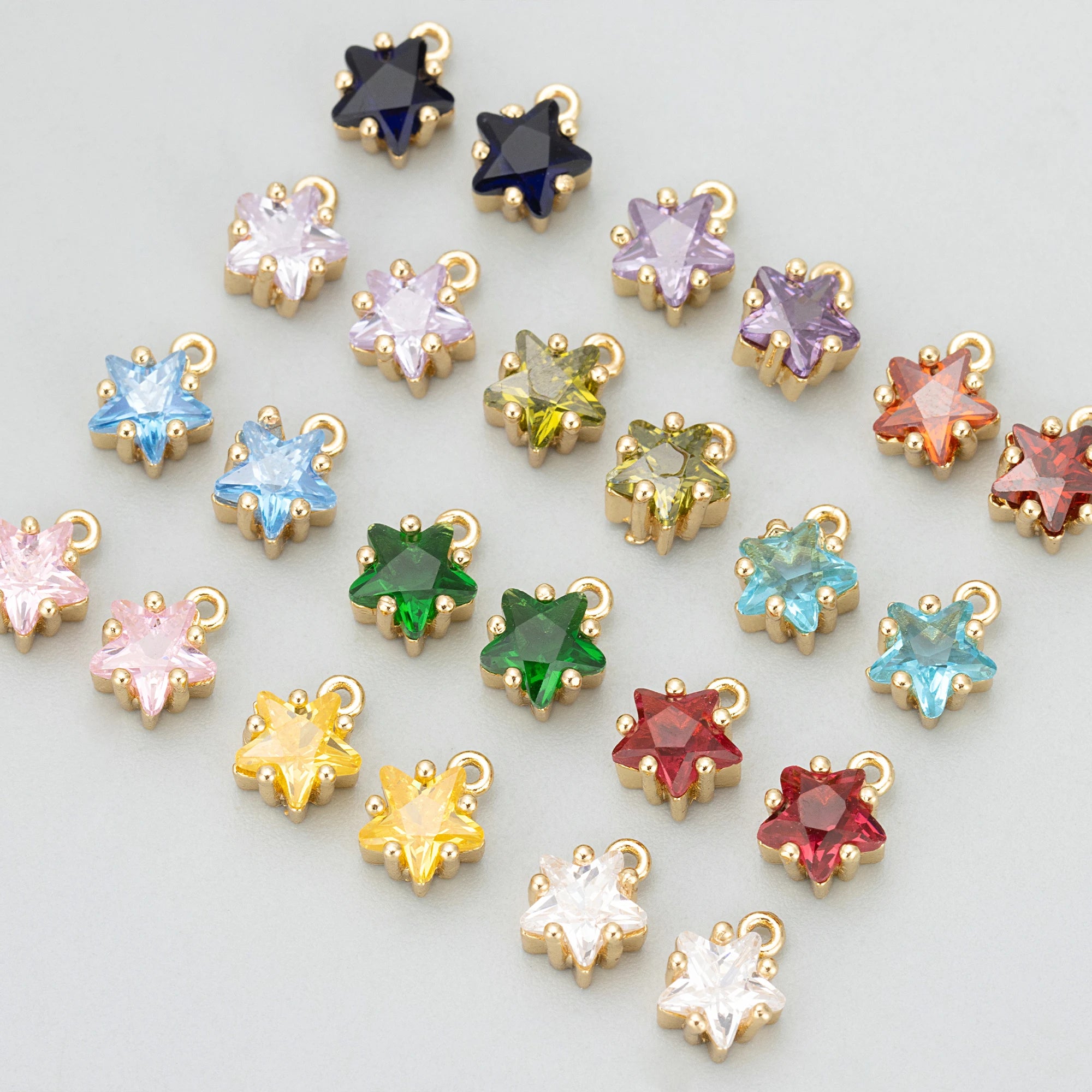 Wholesale 6pcs MC24 Jewelry Accessories 18k Gold Plated Nickel Free Copper Zircons DIY Pendants Earring Making Star Charms Bag