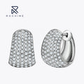 Rochime  Fashion Full Diamond Pave Huggie Earring S925 Silver Rhodium Plated 5a Zircon Fine Jewelry for Women