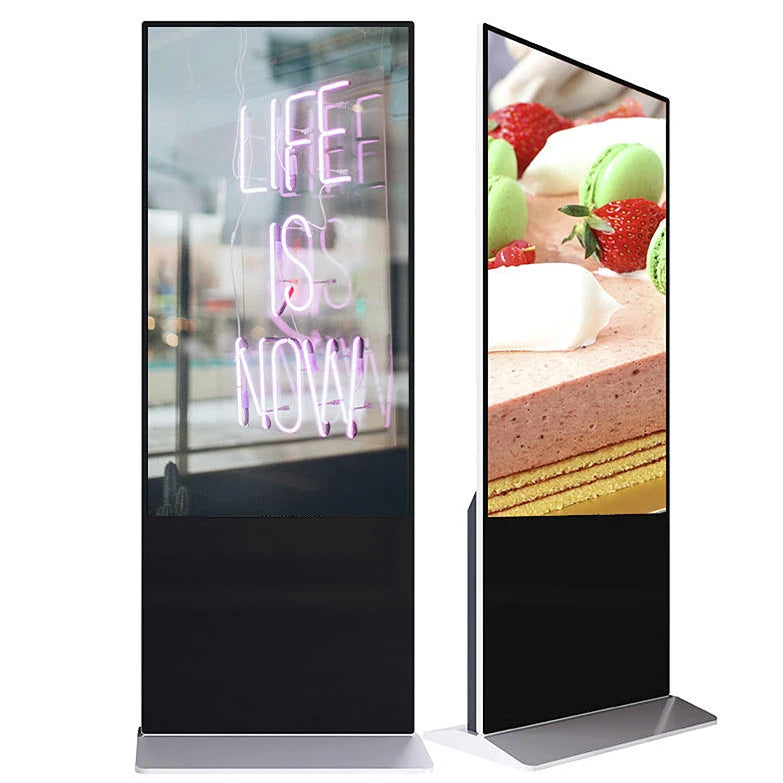 Custom Indoor Floor Standing Advertising Players TFT 43" 49" 55" Capacitive Touch Split Screen Totem LCD Digital Signage
