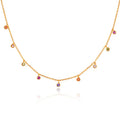 POLIVA Customizable Eyeglass Chain Rose Gold Plated 925 Sterling Silver Girl's Murano Glass Necklace Colorful Stone Inlay Safe