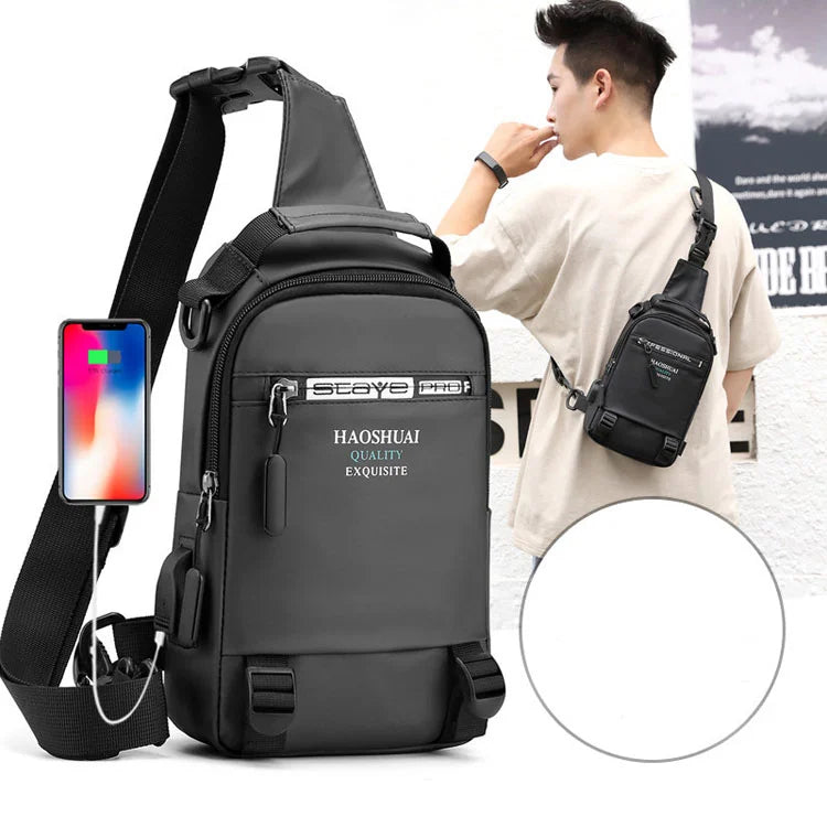 Hot Sale Lightweight Men's Shoulder Bag for Travel Expandable Sling Cross Body Bag Waterproof Cchest Bag With Usb