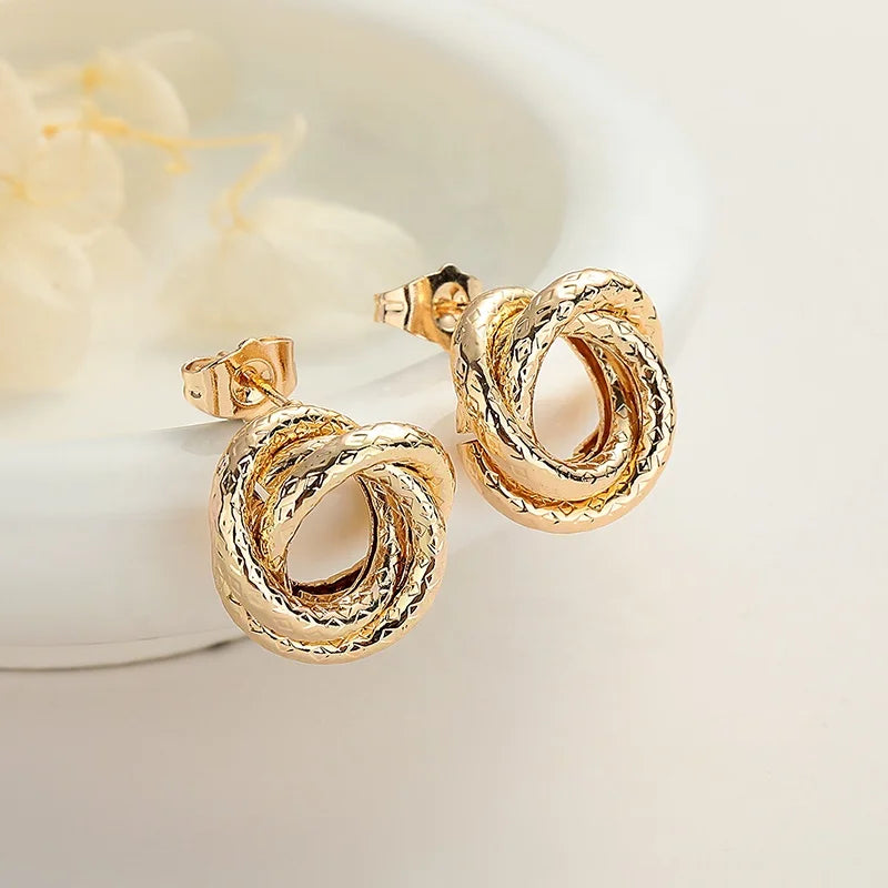 Wholesale Earrings Women Trendy Copper Alloy 18K Gold Plated Women'S Stud 18K Gold Plated Earrings