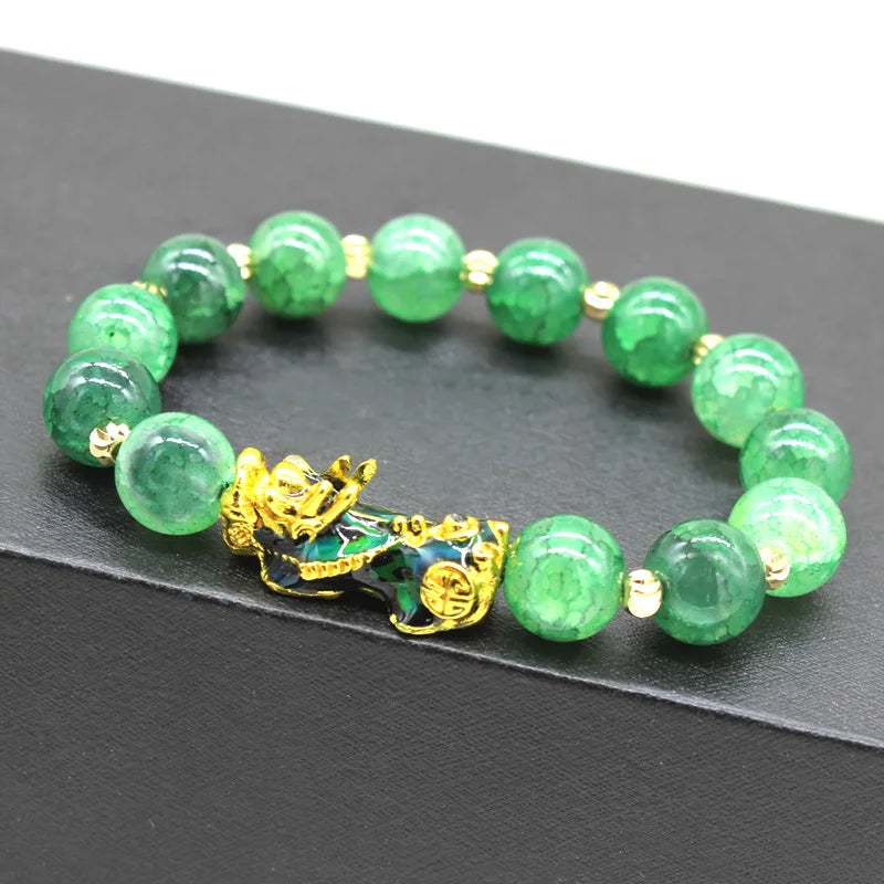 Couples Fortune Jewelry Faux Agate Beads Bracelet Temperature Change Color Gold Plated Pixiu Bracelet for Women Gift