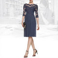 Elegant Ladies Dress Clothing Manufacturers Custom Solid Color Embroidered Lace Women Casual Midi Office Slim Dress